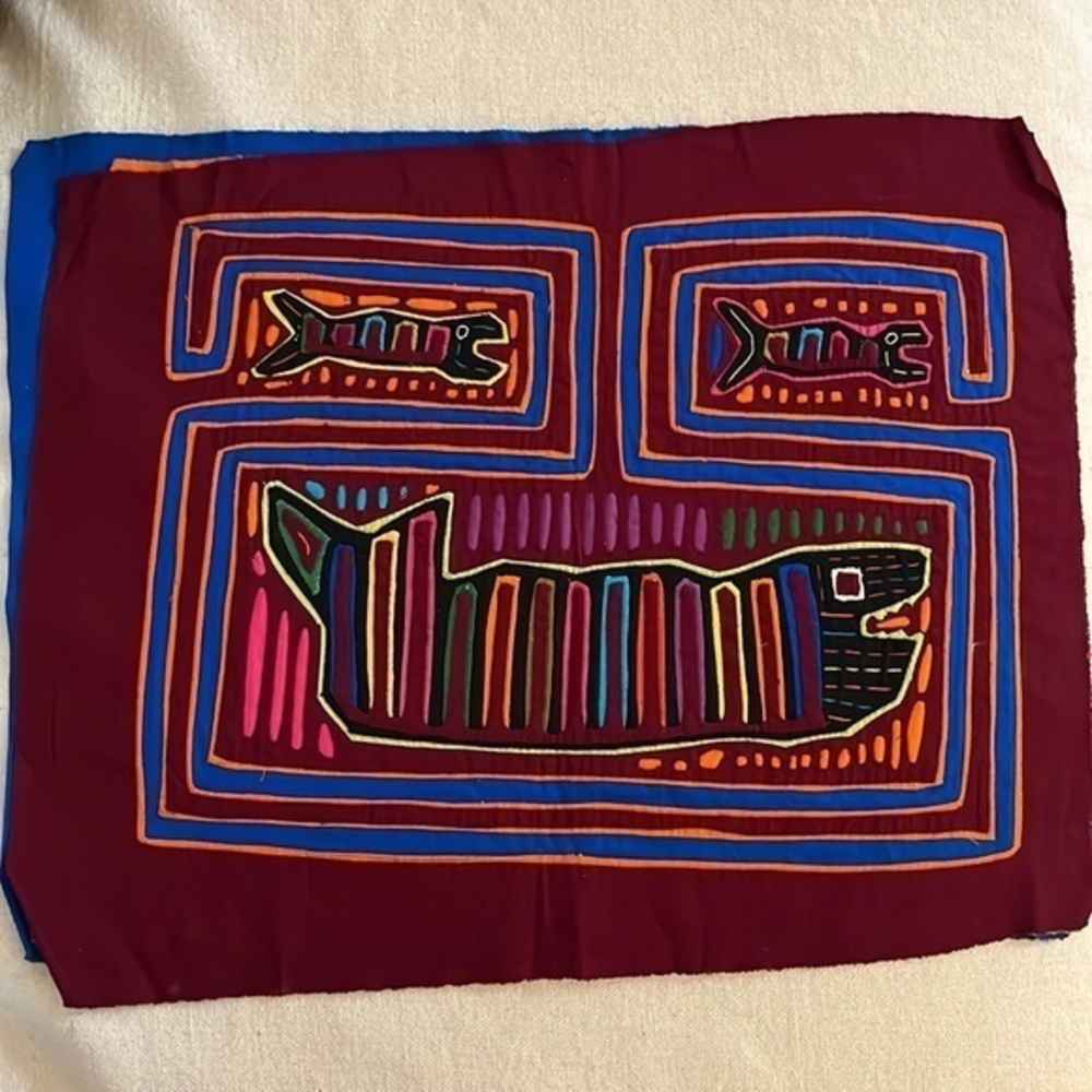 San Blas Kuna Indian Panama Mola Handmade Reverse Appliqué Fish Textile …